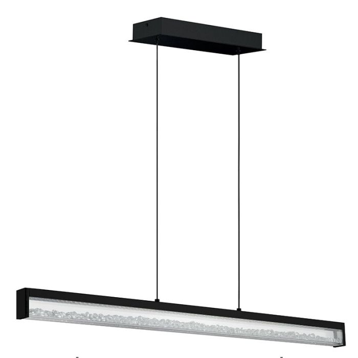 Suspension noire en cristal, Aarnoud, 6W, blanc chaud à froid réglable LED, avec variateur tactile