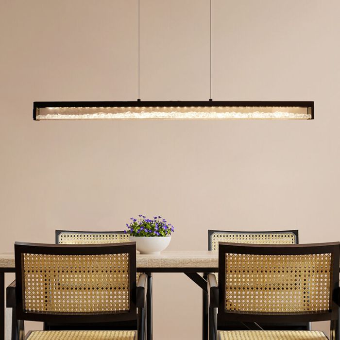 Suspension noire en cristal, Aarnoud, 6W, blanc chaud à froid réglable LED, avec variateur tactile