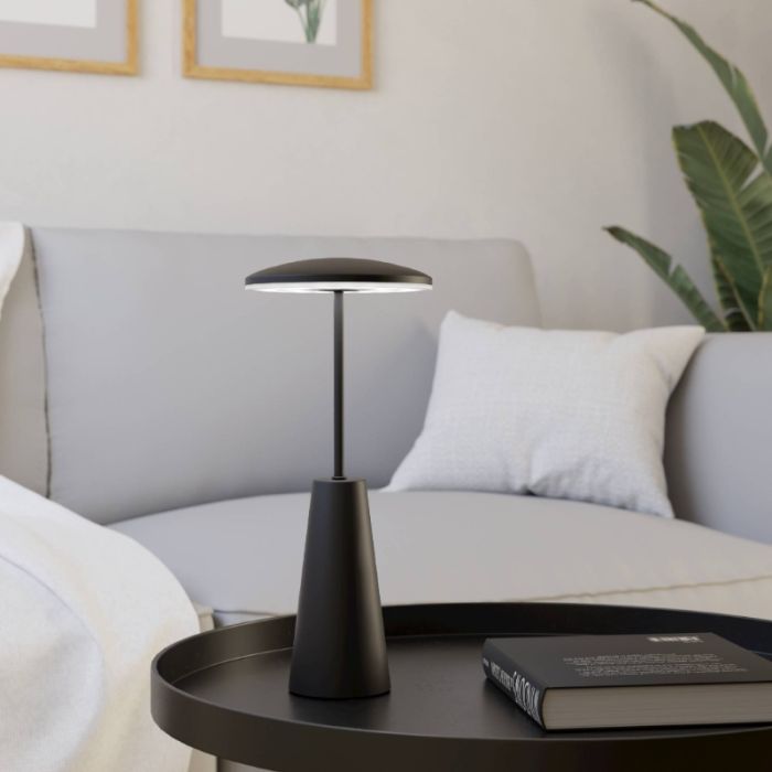 Lampe de table noire en acier, Ishika, 2,8W, white switch LED, IP54, avec variateur tactile