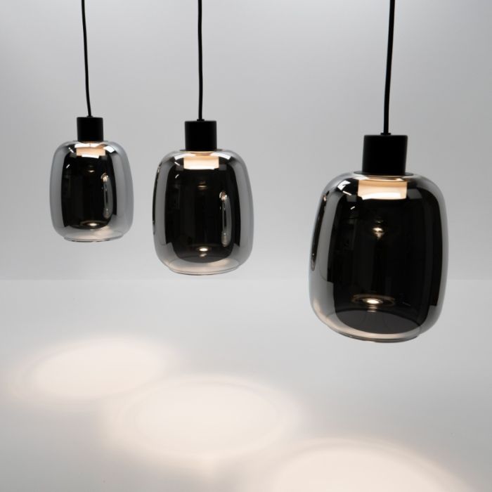 Suspension connectée noire en verre, Tamika, 3,7W, RGBW LED