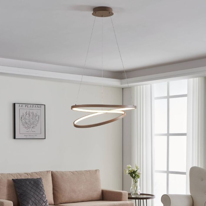 Suspension beige en aluminium, Ties, 36W, 3000K LED