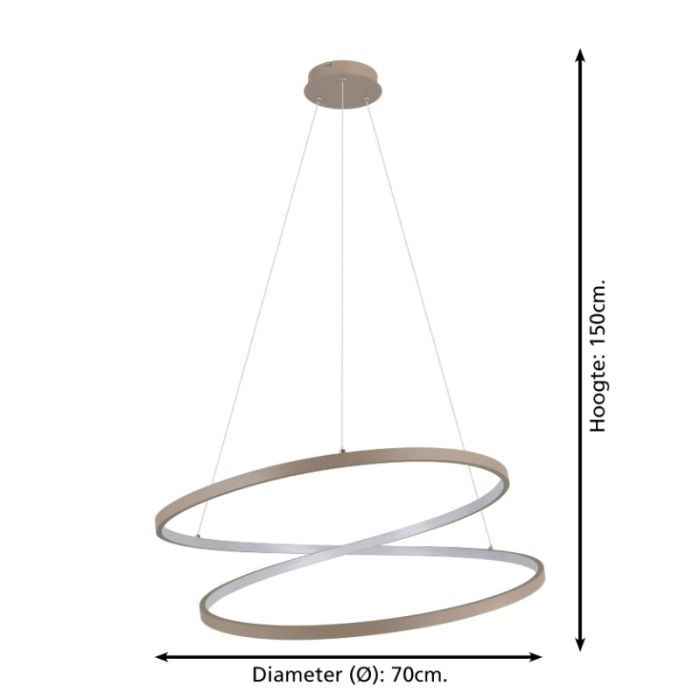 Suspension beige en aluminium, Ties, 42W, 3000K LED