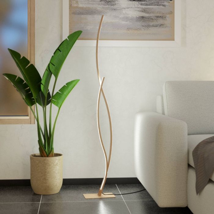 Lampadaire marron en acier, Tevin, 20W, 4000K LED, avec interrupteur