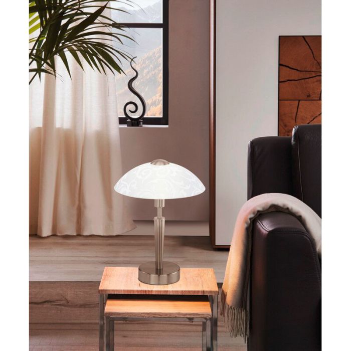 Lampe de table nickel en acier, Adi, avec variateur tactile