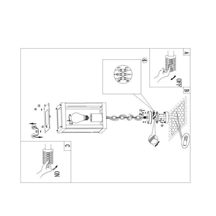 Luminaire extérieur noir en acier, Alihan, IP44