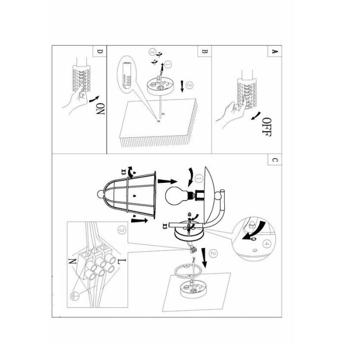 Luminaire extérieur noir en plastique, Alise, IP44