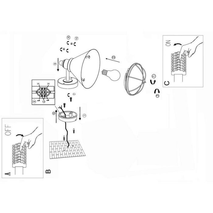 Luminaire extérieur cuivre en plastique, Alje, IP44
