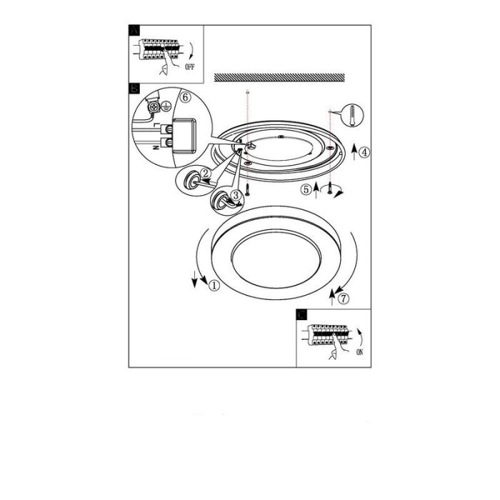 Plafonnier chromé en plastique, Amina, 16W, 3000K LED, IP44