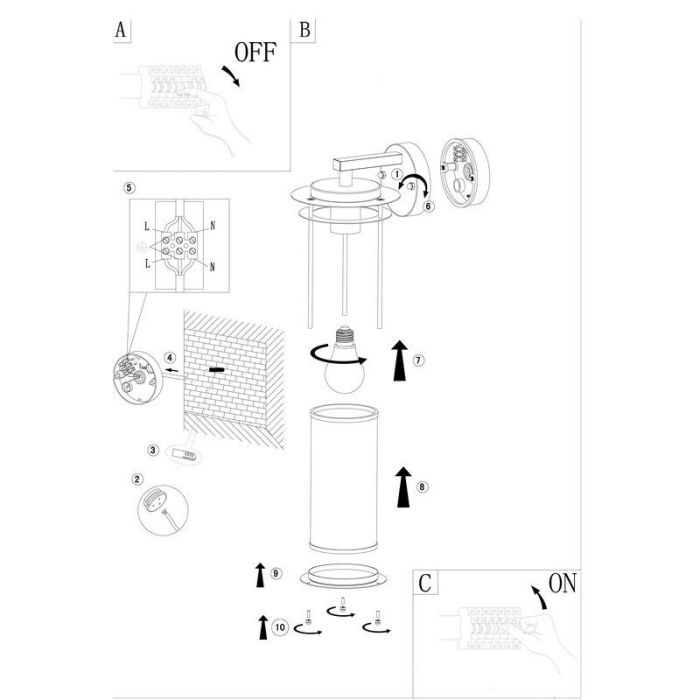 Luminaire extérieur cuivre en verre, Bijou, IP44