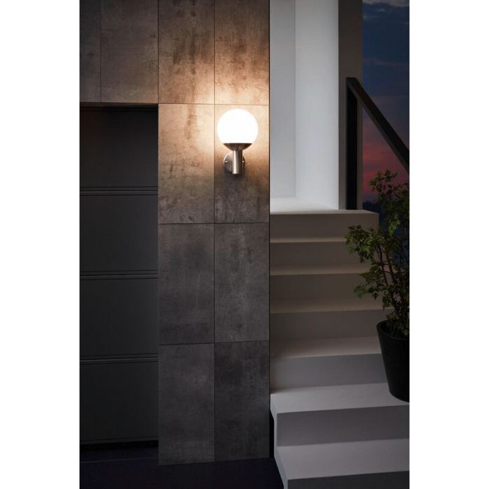 Luminaire extérieur argenté en acier inoxydable, Baukje, IP44