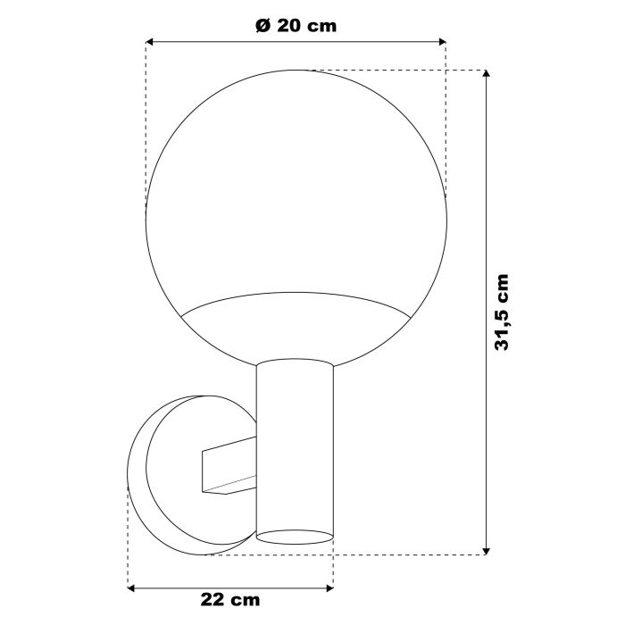 Luminaire extérieur argenté en acier inoxydable, Baukje, IP44