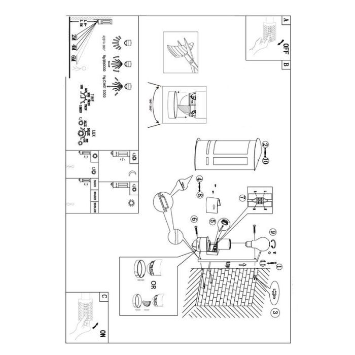 Applique extérieur avec détecteur de mouvement argentée en métal, Jeremy, IP44