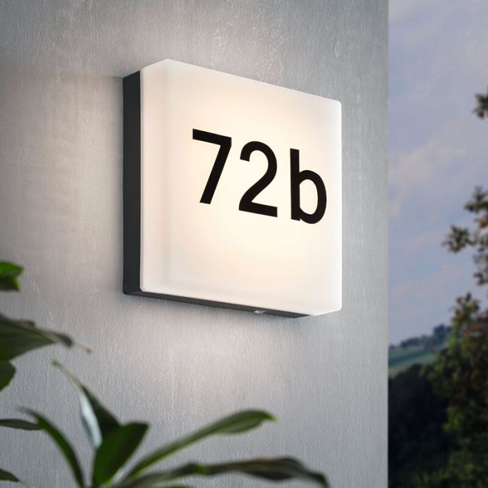 Numéro de maison lumineux anthracite en plastique, Jim, IP44