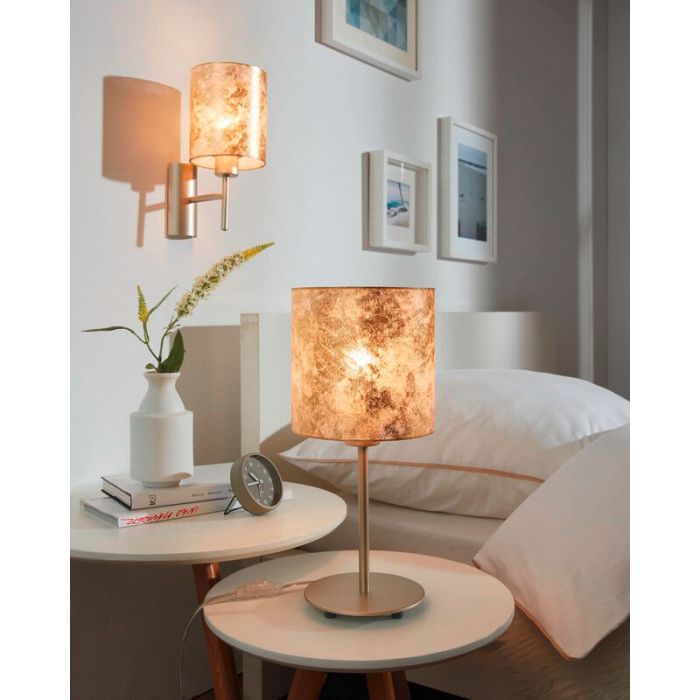 Lampe de table beige en métal, Megan, avec interrupteur