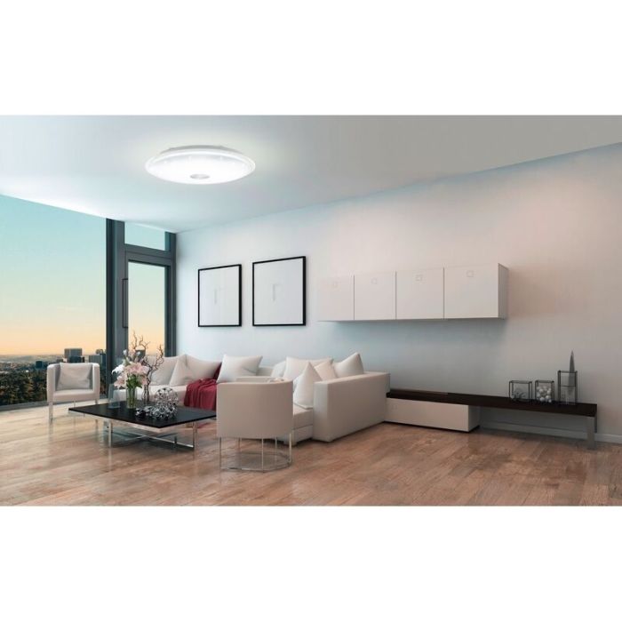 Lampe plafond transparente en acier, Dunya, 80W, couleur réglable LED