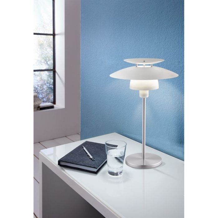 Lampe de table nickel en acier, Lariana, avec interrupteur