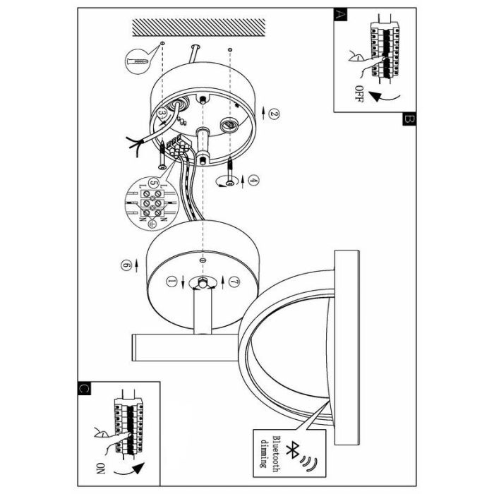 Luminaire extérieur noir en aluminium, Funs, 15W, blanc chaud à froid réglable LED, IP44