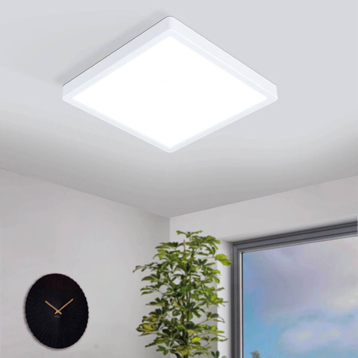 Plafonnier connecté blanc en plastique, Geraldo, 19,5W, blanc chaud à froid réglable LED, IP44