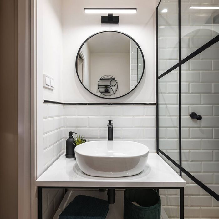 Éclairage miroir noir en plastique, Nancy, 7,4W, 4000K LED, IP44