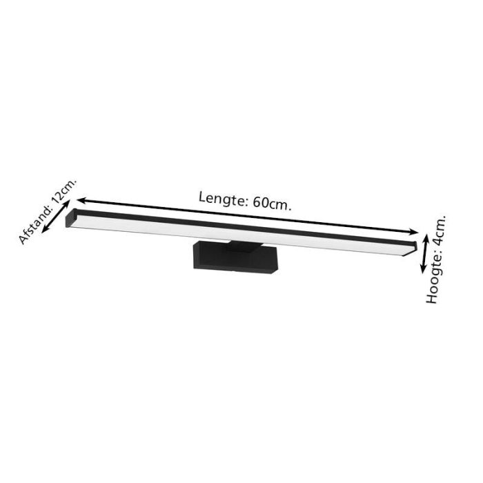 Éclairage miroir noir en plastique, Nancy, 11W, 4000K LED, IP44