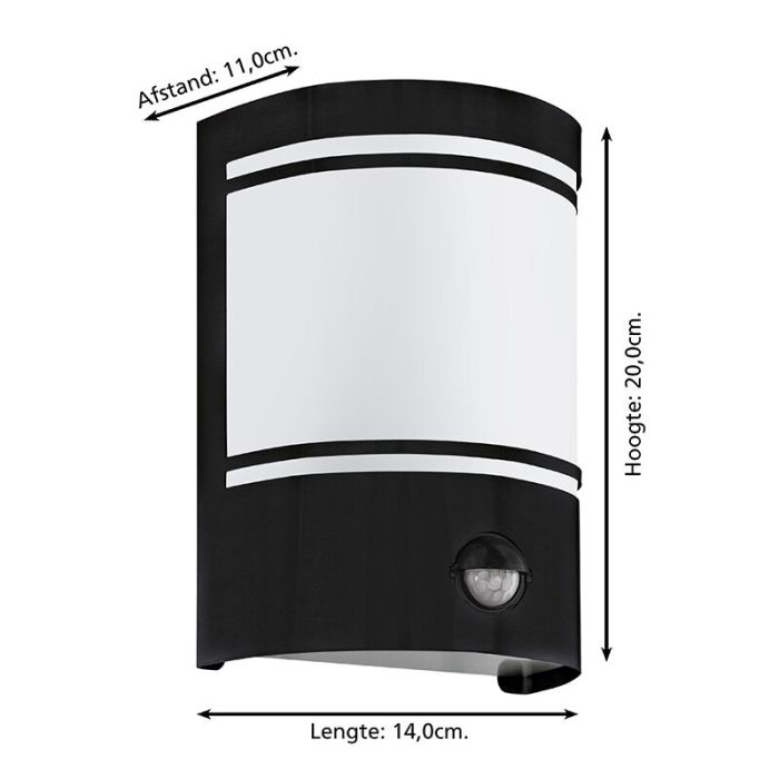 Applique extérieur avec détecteur de mouvement noire en acier, Elyana, IP44