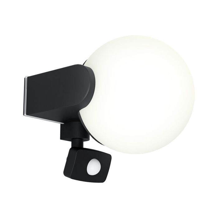Applique extérieur avec détecteur de mouvement noire en aluminium, Lydia, IP44