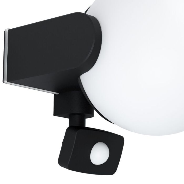 Applique extérieur avec détecteur de mouvement noire en aluminium, Lydia, IP44