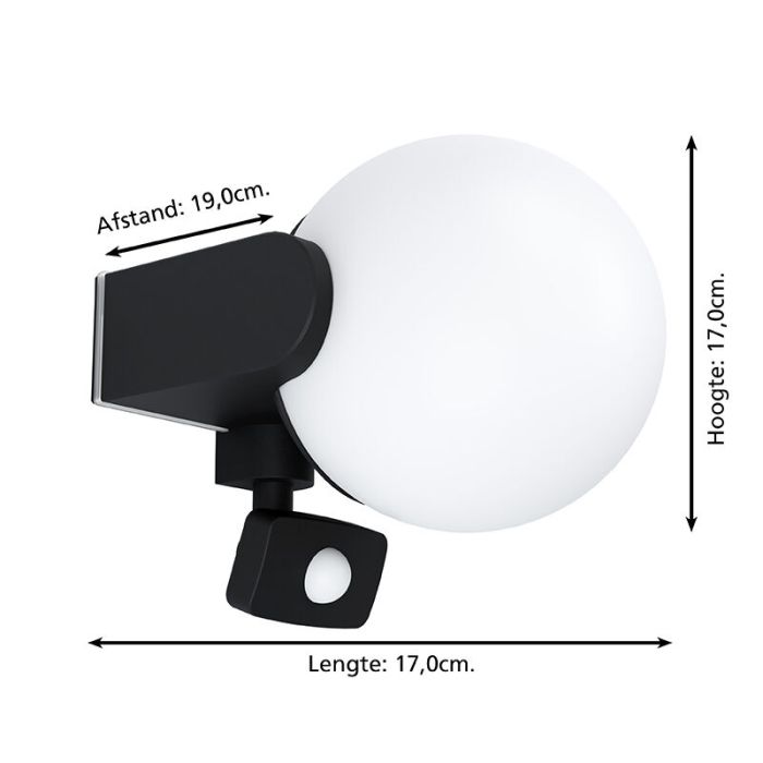 Applique extérieur avec détecteur de mouvement noire en aluminium, Lydia, IP44