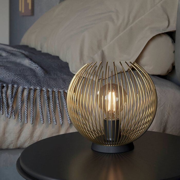 Lampe de table dorée en aluminium, Keimpe, avec interrupteur