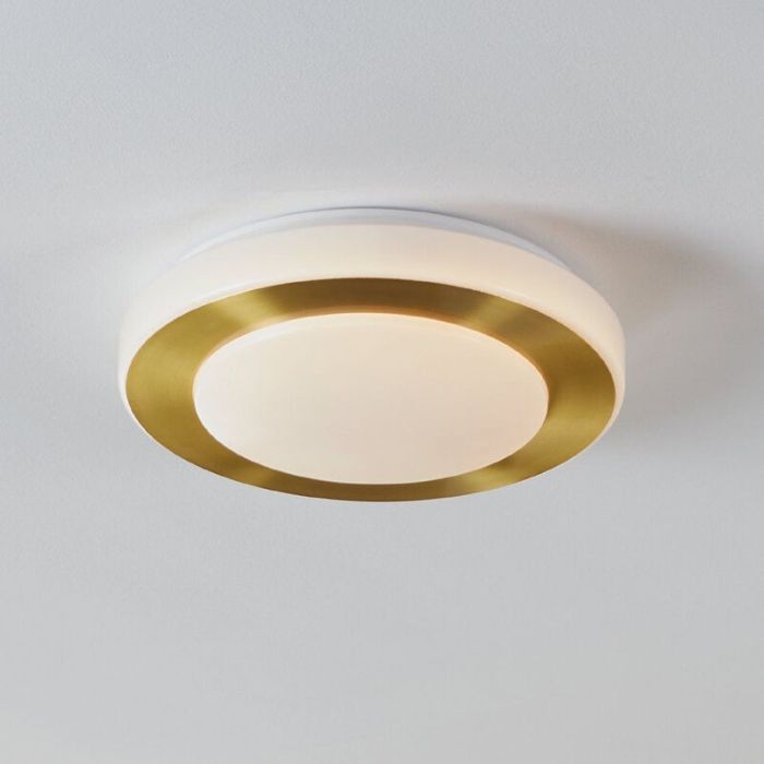Plafonnier salle de bain doré en plastique, Amina, 3,6W, 3000K LED, IP44