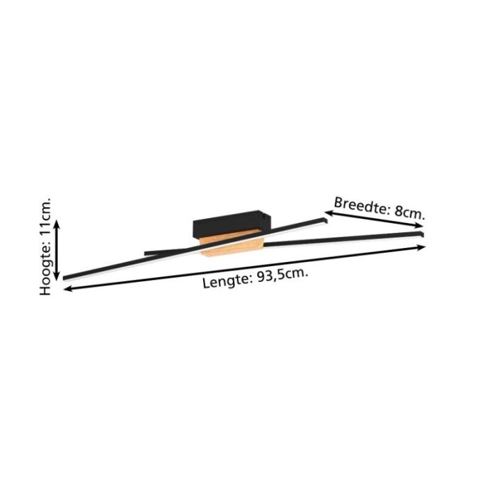 Plafonnier noir en aluminium, Leintje, 13W, 3000K LED