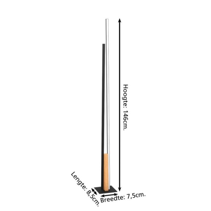 Lampadaire noir en aluminium, Leintje, 12,8W, 3000K LED, avec interrupteur