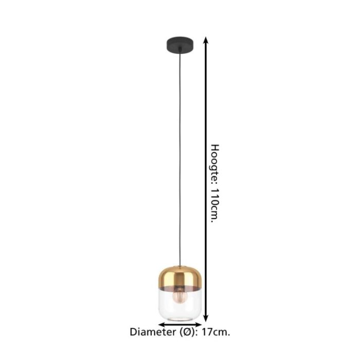 Suspension dorée en verre, Jeanny