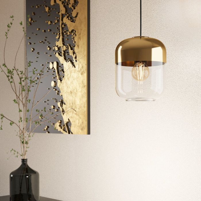 Suspension dorée en verre, Jeanny