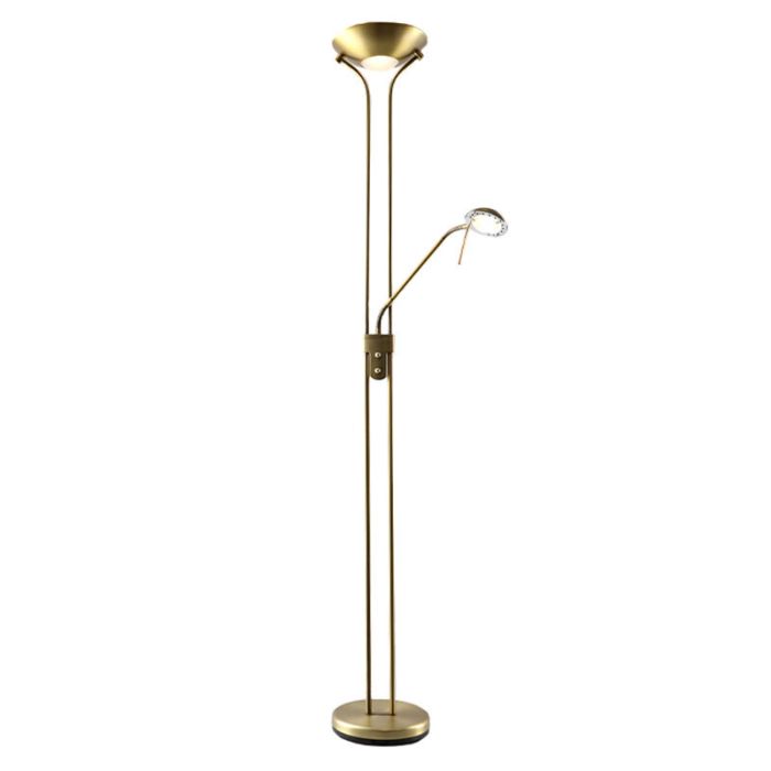 Lampadaire liseuse laiton moderne, Salvador, 18W, 3000K LED, avec interrupteur
