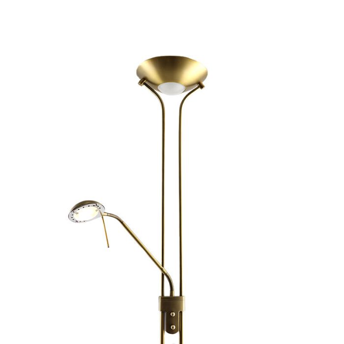 Lampadaire liseuse laiton moderne, Salvador, 18W, 3000K LED, avec interrupteur