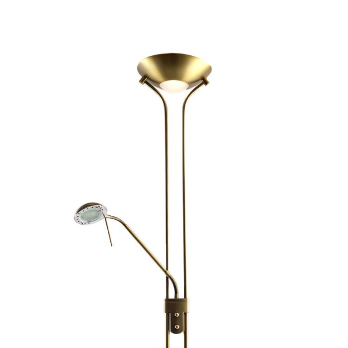 Lampadaire liseuse laiton moderne, Salvador, 18W, 3000K LED, avec interrupteur