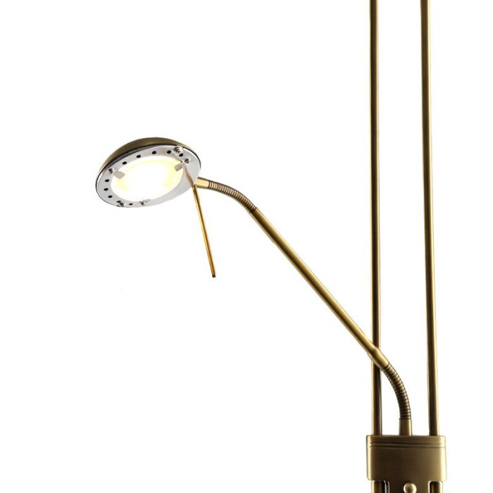 Lampadaire liseuse laiton moderne, Salvador, 18W, 3000K LED, avec interrupteur