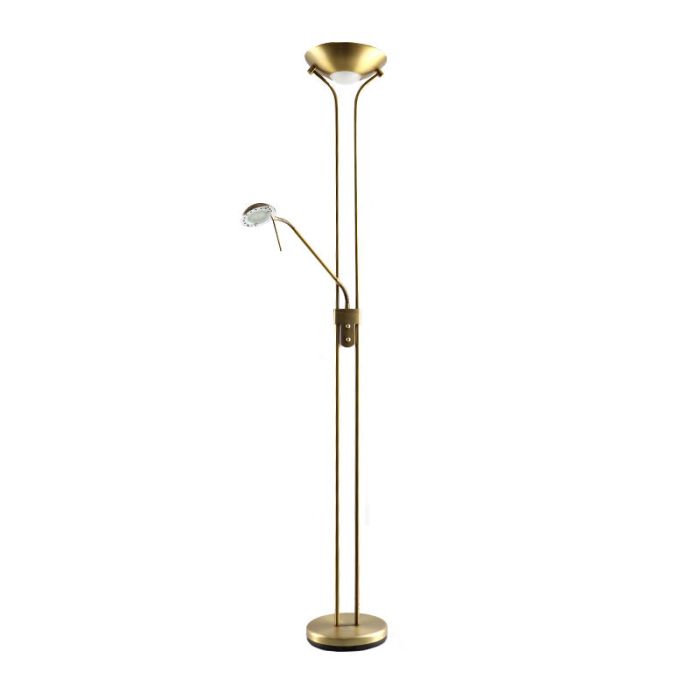 Lampadaire liseuse laiton moderne, Salvador, 18W, 3000K LED, avec interrupteur