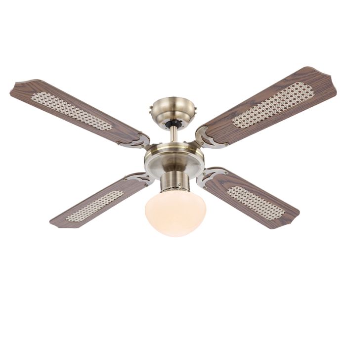 Ventilateur de plafond marron en acier inoxydable, Henza, avec interrupteur à tirette