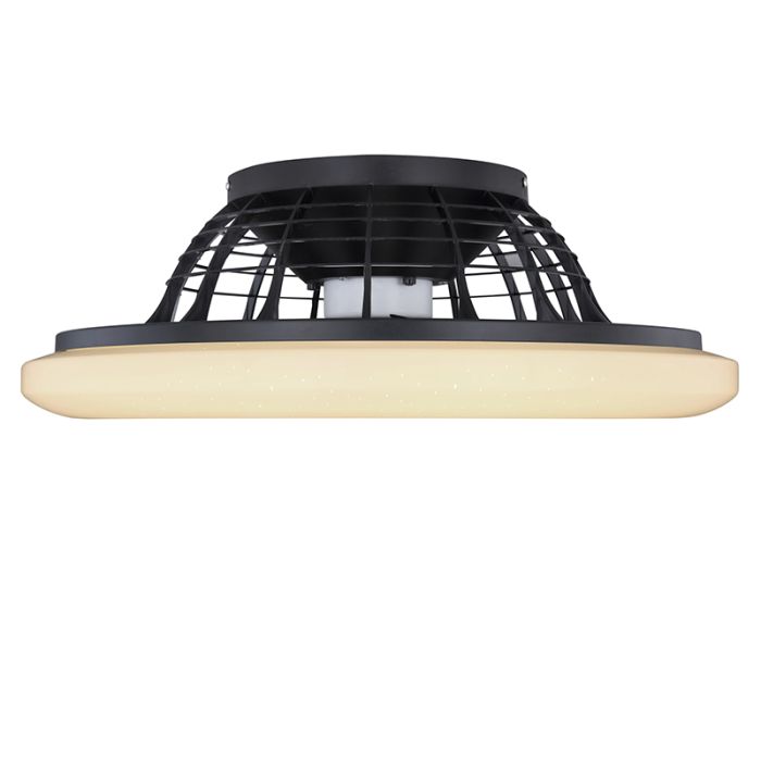 Ventilateur de plafond noir en plastique, Joni, 40W, blanc chaud à froid réglable LED, avec télécommande