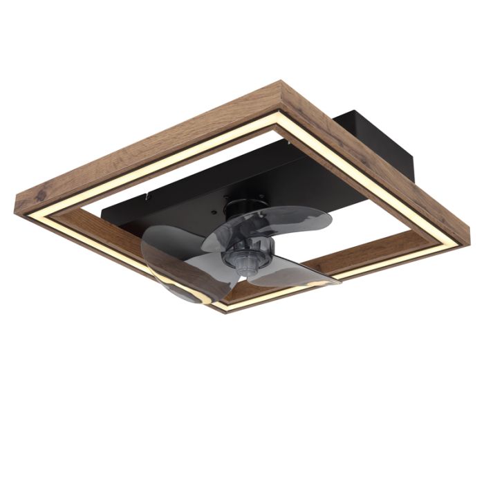 Ventilateur de plafond marron en plastique, Lamyea, 24W, blanc chaud à froid réglable LED, avec télécommande