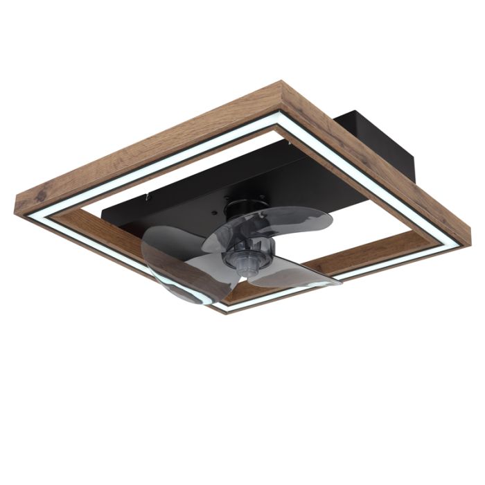 Ventilateur de plafond marron en plastique, Lamyea, 24W, blanc chaud à froid réglable LED, avec télécommande