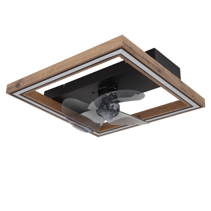 Ventilateur de plafond marron en plastique, Lamyea, 24W, blanc chaud à froid réglable LED, avec télécommande