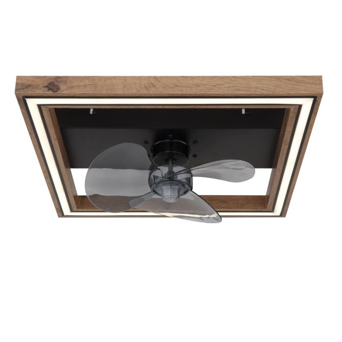 Ventilateur de plafond marron en plastique, Lamyea, 24W, blanc chaud à froid réglable LED, avec télécommande
