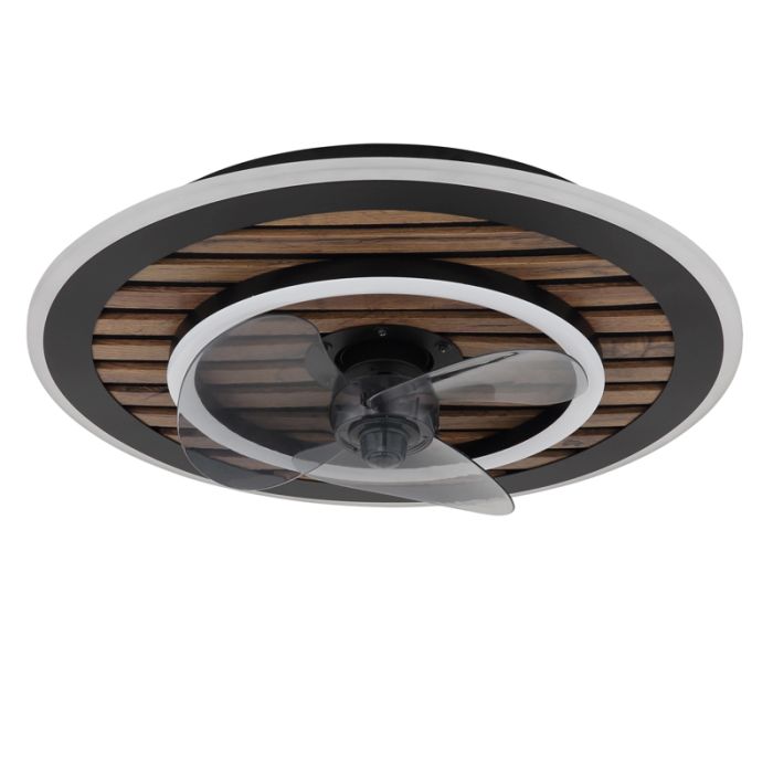Ventilateur de plafond noir en métal, Maha, 36W, blanc chaud à froid réglable LED, avec télécommande