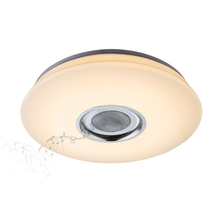 Lampe plafond blanche en plastique, Adali, 18W, RGBW LED, avec télécommande