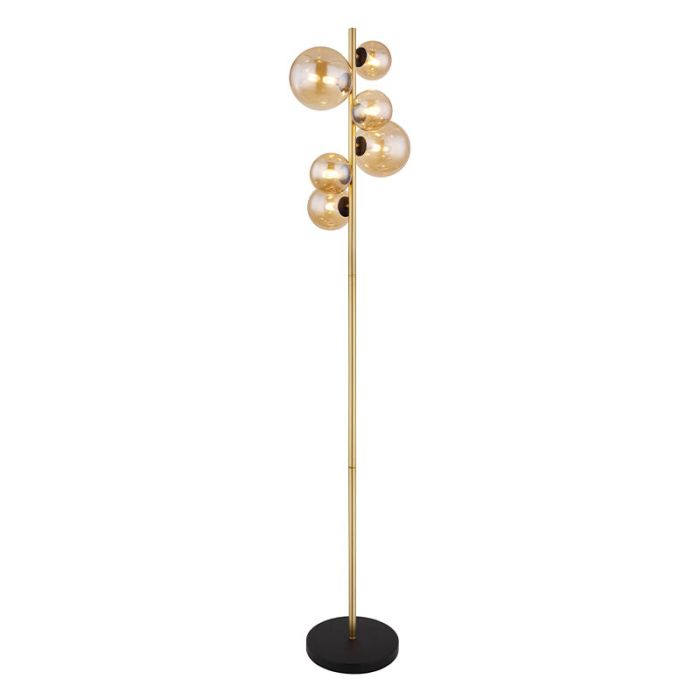 Lampadaire ambre en verre, Melinda, avec interrupteur