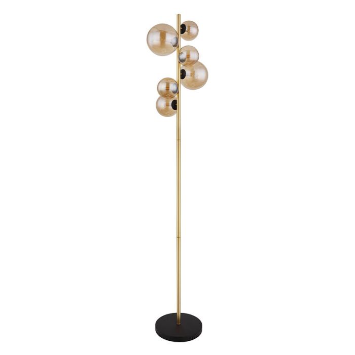 Lampadaire ambre en verre, Melinda, avec interrupteur