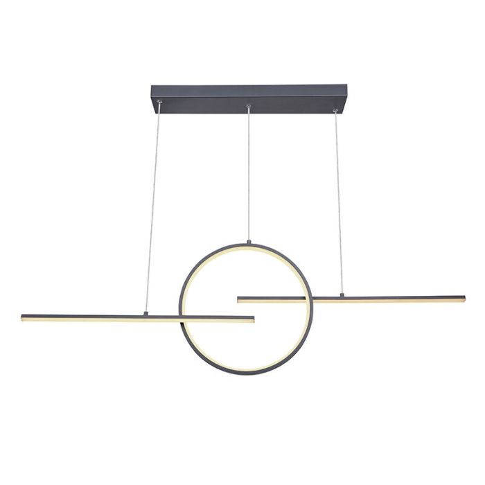 Suspension anthracite en métal, Wieger, 50W, blanc chaud à froid réglable LED, avec télécommande